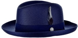 Men Bruno Capelo Summer Spring Soft Straw Style Hat Godfather GF204 Navy - £43.07 GBP