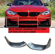 Fit 2015-2019 Bmw F80 M3 F82 F83 M4 Carbon Fiber Front Bumper Splitters Lip 2Pcs - £74.70 GBP
