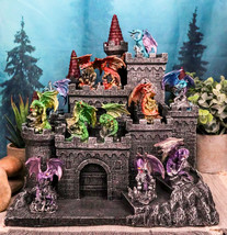 Medieval Mini Dragons Guarding King&#39;s Landing Castle Fortress Display St... - $91.99
