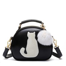 2017 fashion women handbag pu leather bag full moon candy color cute cat with fur ball thumb200