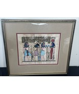 VTG Framed Hand Painted Egyptian Papyrus Art Ancient Gods Hieroglyphs 15... - $65.02 CAD