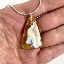 Tampa Bay Fossil Coral Botryoidal Bubble Agate Triangle Pendant Silver Necklace - £27.97 GBP
