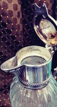 Silver Plated Italian Ribbed Glass Water Pitcher/Decanter image 2
