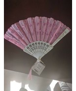 Foldable Hand Fan Fabric Sequins-Pink Background w/Pink Sequins-NEW-SHIP... - €14,51 EUR
