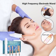 4-1 High Frequency Electrode Wand W/neon Electrotherapy Glass Tube Acne Spot Re - £30.36 GBP