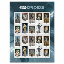 USPS New Star Wars (TM) Droids Pane of 20 Star Wars - £19.33 GBP