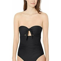 Carmen Marc Valvo Womens Bandeau One Piece Swimsuit Solids Black 4 New - £25.11 GBP