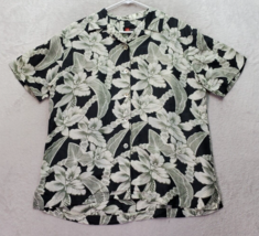 Hartman Shirt Women Medium Multi Hawaiian Silk Short Sleeve Collared Button Down - £18.29 GBP