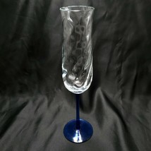 Imtrac Carousel Blue Champagne Flute 10" Clear Glass Swirl Optic Bowl Romania - £12.76 GBP