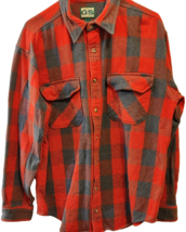 Vtg Flannel Shirt Mens L Heavyweight Plaid Checkered Button Up Red Black... - $6.00