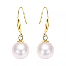 Real Gold Natural Seawater Pearl Drop Earrings Pure AU750 Earring Hooks  for Wom - £58.02 GBP