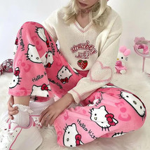 Soft Pink Hello Kitty Women Pajama Pants Kawaii Plush Sanrio Japan USA Seller - £7.04 GBP