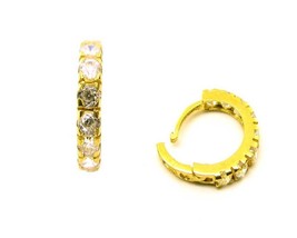 Indian white CZ engagement Hinged Hoop Ring Clicker Nose stud 18k Real Gold - £57.06 GBP