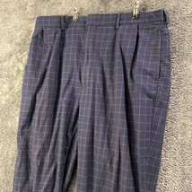 Polo Ralph Lauren Pants Mens 38W 31L 38x31 Navy Blue Check Pleated Forma... - £15.55 GBP