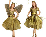 Gisela Graham London Golden Glitter Fairies Set of 2 Ornaments 6.75 in - $23.06