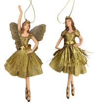 Gisela Graham London Golden Glitter Fairies Set of 2 Ornaments 6.75 in - £18.03 GBP