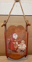 Christmas Santa Sled Homemade Hand Painted 12&quot; x 6&quot; Wooden Decor Vintage... - $28.99