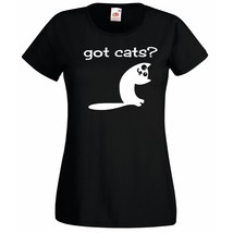 Womens T-Shirt Cute Cat Quote Got Cats?, Funny Kitty TShirt, Smiling Cat Shirt - $24.74