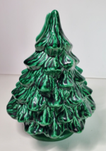 Christmas Tree Napkin Holder Ceramic Mold Green Heavy Vintage 7.75&quot; - £14.00 GBP