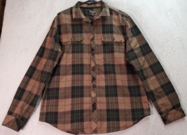 Billabong Shirt Mens Large Brown Multi Plaid Flannel Cotton Collared Button Down - £15.61 GBP