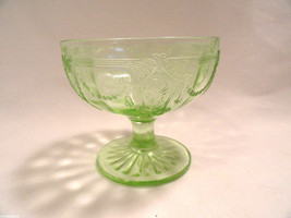 Vintage Green Cameo Depression Glass Sherbet Molded 3 1/8 Hocking Ballerina - $7.49