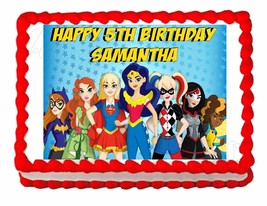 Superhero Girls Party Edible Cake topper decoration - personalized free - $9.99