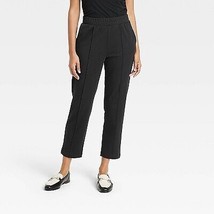Women&#39;S High-Rise Regular Fit Tapered Ankle Knit Pants - Black L - £20.32 GBP