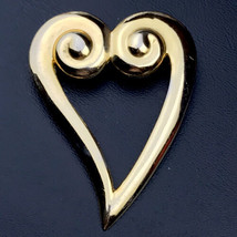 Heart Shaped Gold Tone Vintage Metal Pin Brooch - $9.95