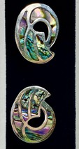 Vintage Sterling Silver 925 Abalone Twist On Earrings Mexico 1 1/8&quot; - £12.45 GBP