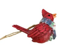 Midwest-CBK Cardinal on a Colorful Scarf Resin Christmas Ornament Red 2 in - £5.94 GBP
