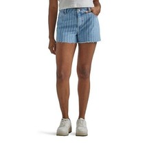 Wrangler High Rise Vintage Denim Shorts Womens 16 33 Blue Striped Cut of... - $26.60