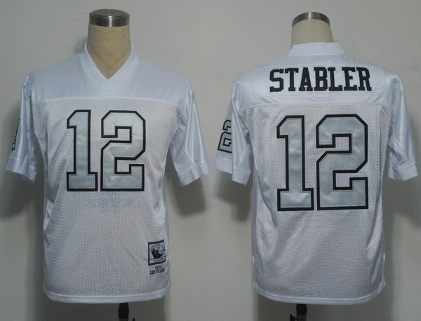Men&#39;s Ken Stabler #12 Stitched Jersey White Black - $55.89