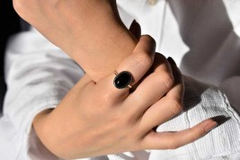 Natural Black Onyx Gemstone Ring 925 Sterling Silver Handmade Onyx Ring For her - £18.32 GBP