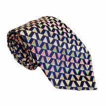 Paul Frederick Multicolor Geo Triangle Print Silk Tie - £33.51 GBP