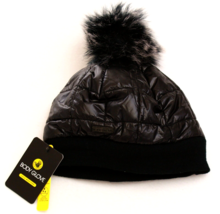 Body Glove Shiny Black Cold Weather Quilted Pom Beanie Women&#39;s One Size NWT - £31.18 GBP