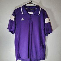 Adidas Mens Polo Shirt Medium Purple Embroidered Logo Climalite Golf Casual - £8.74 GBP
