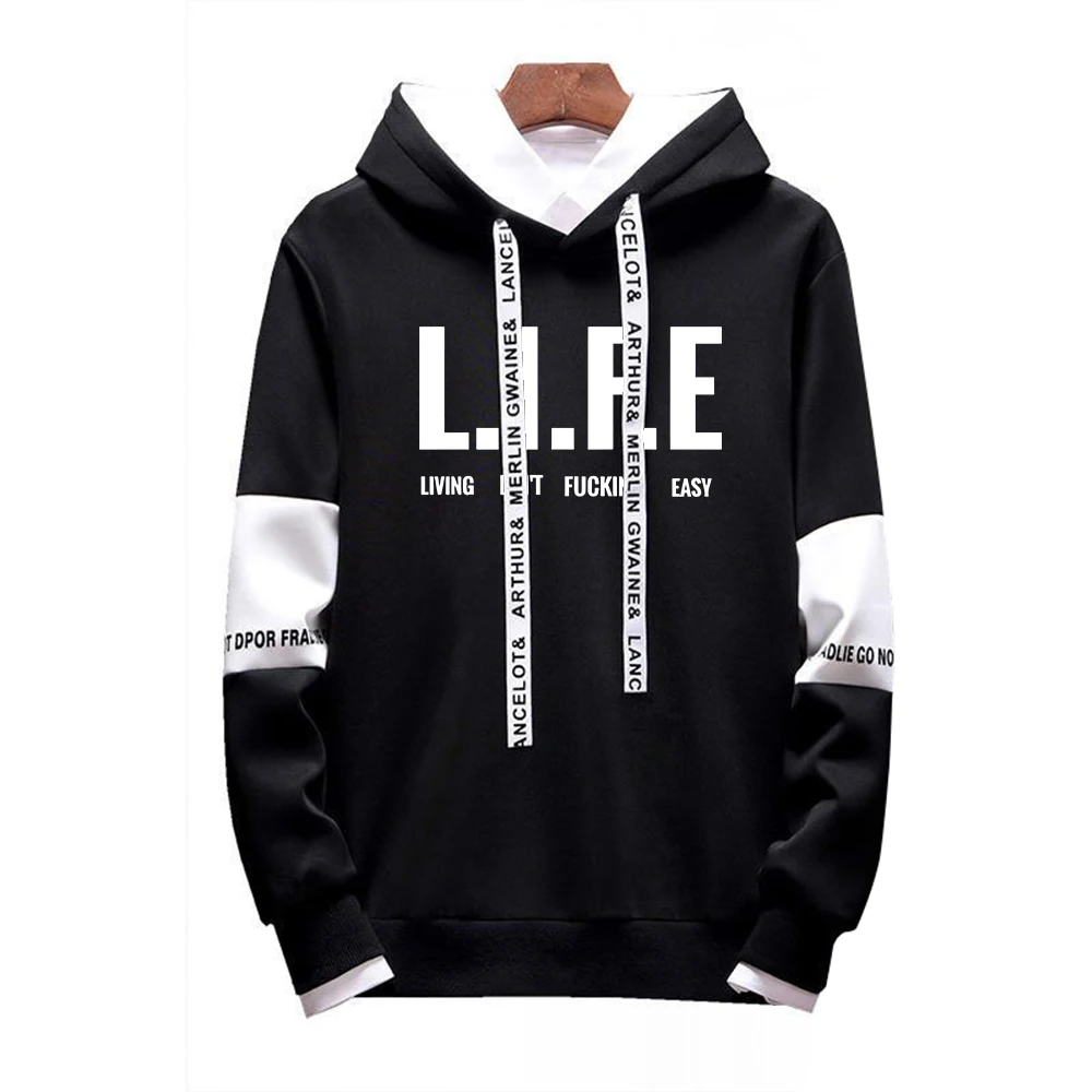 Men&#39;s Hooded Trauit Letters Print Stitching Color Hoodies Man wear Fashion Stree - £158.88 GBP