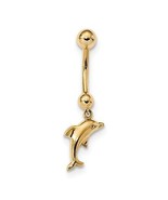 14k 14 Gauge Dolphin Dangle Belly Ring - $340.15 CAD