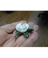 Y-TUR-LAT-589) little white + green 2 piece TORTOISE TURTLE FIGURINE gem... - $370.74 MXN