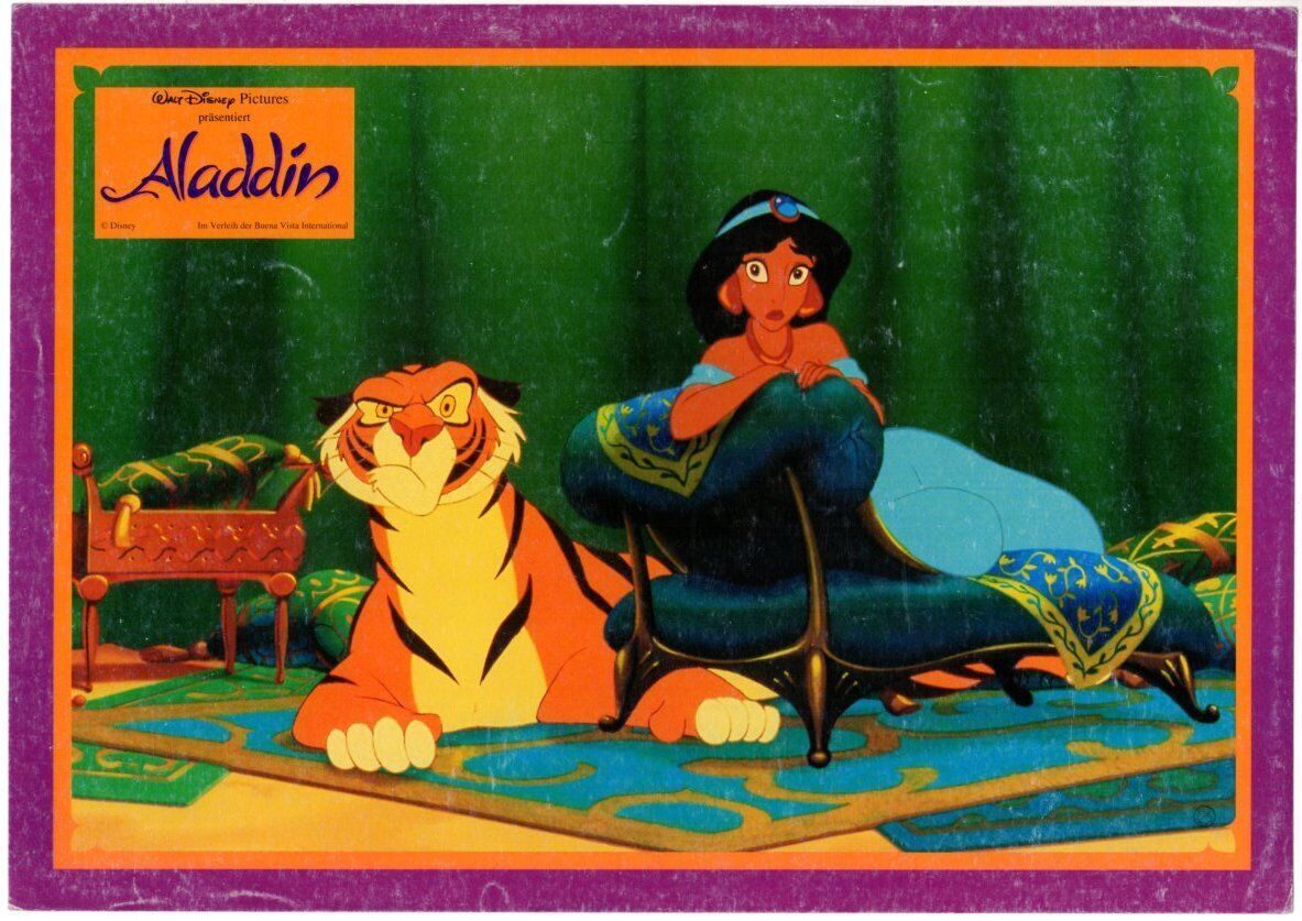 *Walt Disney&#39;s ALADDIN (1992) Princess Jasmine and a Tiger Lobby Card #7 - $40.00
