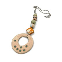 Boho Statement  Pendant Necklace, Trendy Aesthetic Ceramic Jewelry Gift For Her - £58.76 GBP