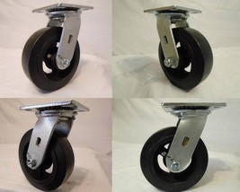 6&quot; x 2&quot; Swivel Casters w/ Rubber Wheel on Steel Hub (4)  550lb each Tool... - £39.60 GBP