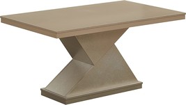 Rectangular Pedestal Gold Finish Wood Dining Room Table By Kb Designs. - £327.33 GBP