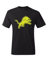 Detroit Lions Black & Neon/Fluorescent "Volt" Yellow Logo Tee All Sizes S-2XL - $20.99+