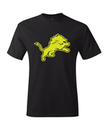 Detroit Lions Black &amp; Neon/Fluorescent &quot;Volt&quot; Yellow Logo Tee All Sizes ... - £15.69 GBP+