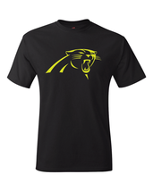 Carolina Panthers Black &amp; Neon/Fluorescent &quot;Volt&quot; Yellow Logo Tee All Si... - £16.72 GBP+