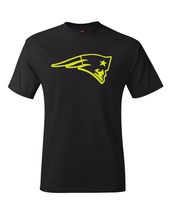 New England Patriots Black &amp; Neon/Fluorescent &quot;Volt&quot; Yellow Logo Tee All... - $20.99+