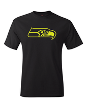 Seattle Seahawks Black & Neon/Fluorescent "Volt" Yellow Logo Tee All Size - $20.99+