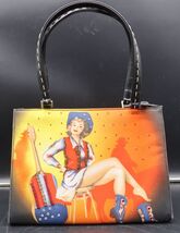 Vintage Western Themrd Cowgirl Guitar Purse Sequined Tote Double Handle ... - $24.99