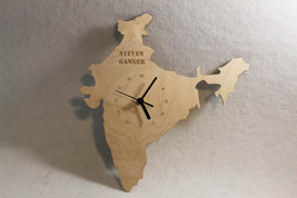 UNIQUE BESPOKE INDIA COUNTY SHAPE CLOCK  WOODEN MAP COUNTRY CLOCK INDIA - £15.04 GBP